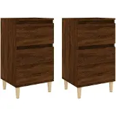 vidaXL Nachtkastjes 2 st 40x35x70 cm bewerkt hout bruin eikenkleur
