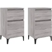 vidaXL Nachtkastjes 2 st 40x35x70 cm bewerkt hout grijs sonoma eiken
