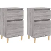 vidaXL Nachtkastjes 2 st 40x35x70 cm bewerkt hout grijs sonoma eiken