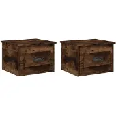 vidaXL Nachtkastjes 2 st wandgemonteerd 41,5x36x28 cm gerookt eiken