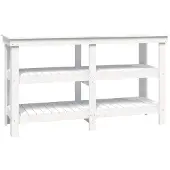 vidaXL Werkbank 142,5x50x80 cm massief grenenhout wit