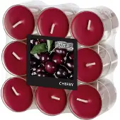 Gala Geur theelichtjes/waxinelichtjes - transparant - 18x - Cherry aroma - 6 branduren