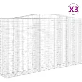 vidaXL Schanskorven 3 st gewelfd 400x50x220/240 cm ijzer