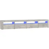 vidaXL Tv-meubel met LED-verlichting 240x35x40 cm betongrijs