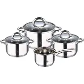 Renberg Set van 7 Kookgerei, Pan + steelpan, Zilver