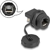 DeLOCK RJ45 Cat.6A Coupler with protective cap for built-in installation IP67 dust and waterproof