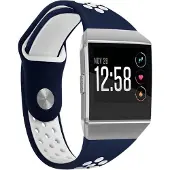 Shop4 - Geschikt voor Fitbit Ionic Bandje - Siliconen Wit Blauw