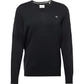 Gant Heren Klassieke zwarte katoenen trui met V-hals (XXL), Casual 8030562