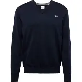 Gant Trui Men Cotton V-Neck Evening Blue-XXXL