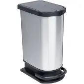 Rotho Paso pedaalemmer - afvalscheider 50L - 2x25L - BPA vrij - zilver metallic