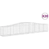vidaXL Gabionen met boogvorm, 20 stuks, 400x50x60/80 cm, verzinkt staal