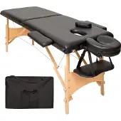 TecTake Mobiele massagetafel- bekleding 5cm - 2 Zones + draagtas zwart