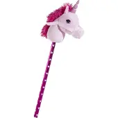 Heunec Pluche eenhoorn stokpaardje roze 70 cm - Hobbelpaarden
