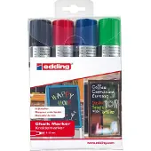 Edding Krijtstift 4090 4-15 mm, 1x zwart, 1x rood, 1x blauw, 1x groen