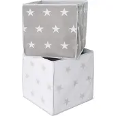 Interbaby Roba Opbergmand Little Stars 34 X 34 cm Polykatoen Grijs/wit