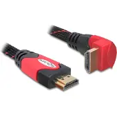 DeLOCK 82686 HDMI-kabel HDMI Aansluitkabel HDMI-A-stekker 2 m Zwart, Rood Rond, 4K UHD, Verdraaid, Vergulde steekcontacten