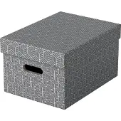 Esselte Home Middelgrote Opbergdoos met Deksel - Set van 3 Stuks - 100% Gerecycled Karton en 100% Recyclebaar - Grijs