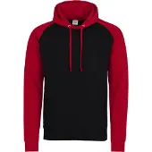 Awdis Mannen, Springer, Just Hoods Hooded Sweatshirt Tweekleurig, Rood, Zwart, (XXL)