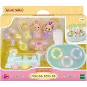 Sylvanian Families 5707 Drieling BABY Creme Konijn Badspeelset- inclusief 3 fluweelzachte baby speelfiguren