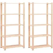 vidaXL Opbergrekken 5-laags 2 st 80x38x170 cm grenenhout 250 kg