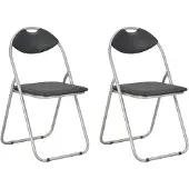 vidaXL Eetkamerstoelen inklapbaar 2 st kunstleer zwart