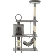 vidaXL Kattenboom met sisal krabpalen, 140 cm, grijs