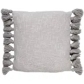 Dutch decor - RUBY - Kussenhoes 45x45 cm - 100% katoen - met flosjes - Micro Chip - lichtgrijs