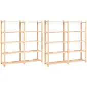 vidaXL Opbergrekken 5-laags 2 st 170x38x170 cm grenenhout 500 kg