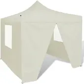 vidaXL Partytent met 4 wanden, 3 x 3 meter, crèmekleurig