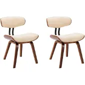 vidaXL Eetkamerstoelen 2 st gebogen hout en kunstleer crèmekleurig
