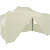vidaXL Professionele partytent, inklapbaar, met 4 zijwanden, 3x4 meter, staal, crème