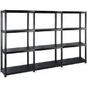vidaXL Opbergrek 4-laags 183x30,5x130 cm kunststof zwart