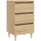 vidaXL Nachtkastje met houten poten 40x35x69 cm sonoma eikenkleurig