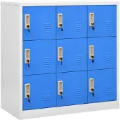 vidaXL Lockerkasten 2 st 90x45x92,5 cm staal lichtgrijs en blauw