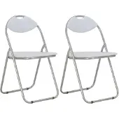 vidaXL Opklapbare stoelen, 2 stuks, wit kunstleer