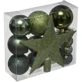 Atmosphera Feeric Christmas Kerstballen - 17x st - incl. ster piek - groen - Kerstbal