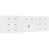 vidaXL Dressoirs 3 st bewerkt hout wit