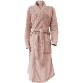 Linnick Flanel Fleece Badjas Uni - light pink - S