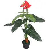 vidaXL Kunst anthurium plant met pot 90 cm rood en geel