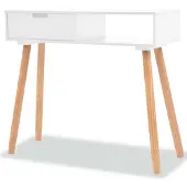 vidaXL Wandtafel 80x30x72 cm massief grenenhout wit