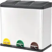 vidaXL Pedaalemmer voor recycling 3x18 L roestvrij staal online kopen