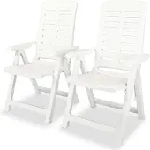 vidaXL Opklapbare ligstoelen, 2 stuks, wit plastic.