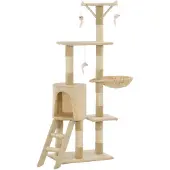 vidaXL Kattenkrabpaal met sisal krabpalen 138 cm beige