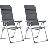 vidaXL Campingstoelen 58x69x111 cm aluminium grijs 2 st