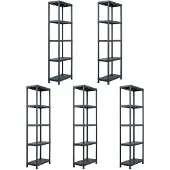 vidaXL Opbergrekken 5 st 125 kg 60x30x180 cm kunststof zwart