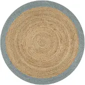 vidaXL Vloerkleed handgemaakt met olijfgroene rand 120 cm jute
