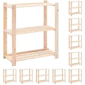 vidaXL Opbergrekken 3-laags 10 st 80x38x90 cm grenenhout 150 kg