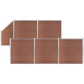 vidaXL Schuttingset 5 vierkant en 1 schuin 965x186 cm HKC bruin
