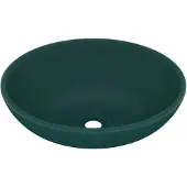 vidaXL Wastafel ovaal 40x33 cm keramiek mat donkergroen