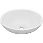 vidaXL Wastafel ovaal 40x33 cm keramiek matwit